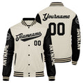 Chaquetas universitarias personalizadas en color negro y crema para hombres & mujeres y jóvenes & Chaquetas Letterman personalizadas