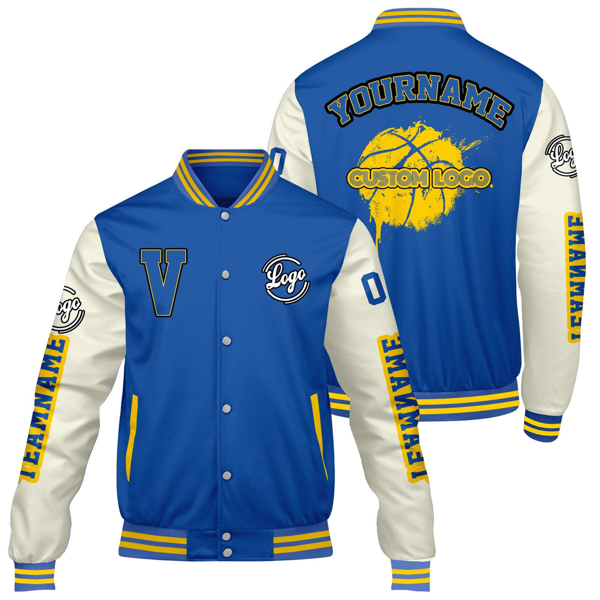 Chaquetas universitarias personalizadas en color azul crema para hombres & mujeres y jóvenes & Chaquetas Letterman personalizadas