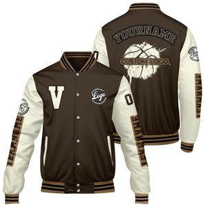 Chaquetas universitarias personalizadas color crema y marrón para hombres & mujeres y jóvenes & Chaquetas Letterman personalizadas