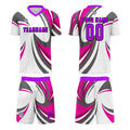 Conjunto personalizado de camiseta de uniforme blanca y rosa para niños y adultos