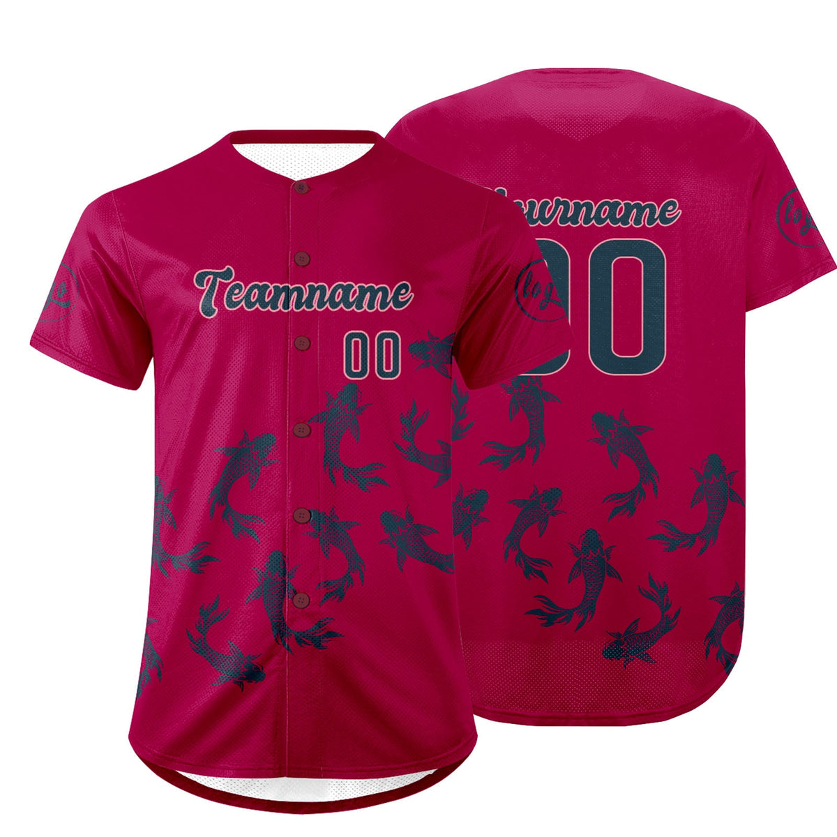 Camiseta de béisbol personalizada rosa brillante azul oscuro con degradado uniformes de equipo personalizados con nombre y número