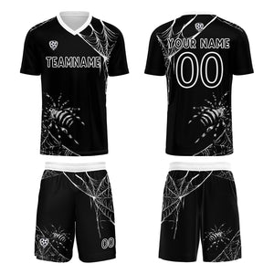 Conjunto personalizado de camiseta de fútbol negra para niños y adultos