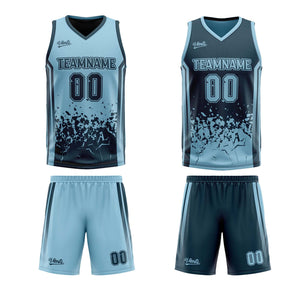 Traje de baloncesto reversible azul marino personalizado para adultos y niños