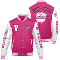 Chaquetas universitarias personalizadas en rosa y blanco para hombres & mujeres y jóvenes & Chaquetas Letterman personalizadas