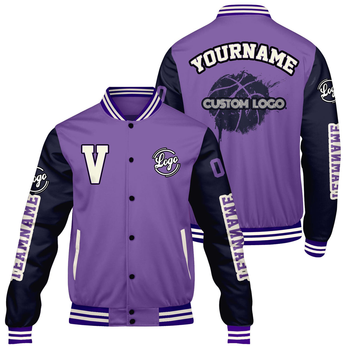 Chaquetas universitarias personalizadas de color morado y azul oscuro para hombres & mujeres y jóvenes & Chaquetas Letterman personalizadas