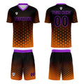 Conjunto personalizado de camiseta de uniforme naranja y morado para niños y adultos