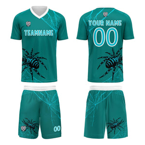 Conjunto personalizado de camiseta de fútbol verde oscuro para niños y adultos