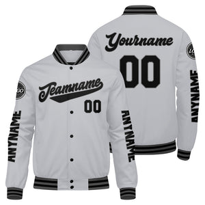 Chaquetas universitarias personalizadas en gris y negro para hombres & mujeres y jóvenes & Chaquetas Letterman personalizadas