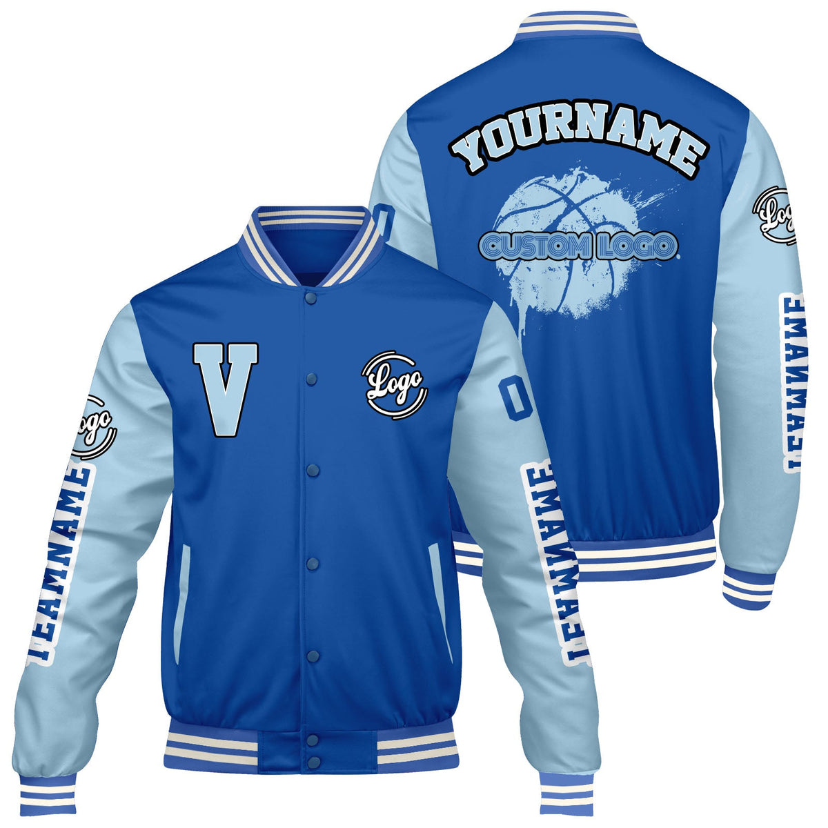 Chaquetas universitarias azules personalizadas con diseño de león azul para hombres & mujeres y jóvenes