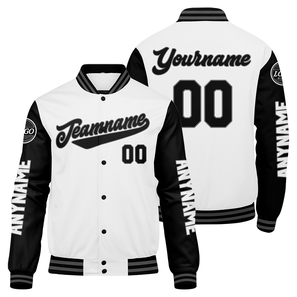 Chaquetas universitarias personalizadas en blanco y negro para hombres & mujeres y jóvenes & Chaquetas Letterman personalizadas