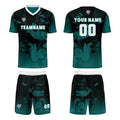 Conjunto personalizado de camiseta de uniforme blanca y verde oscuro para niños y adultos