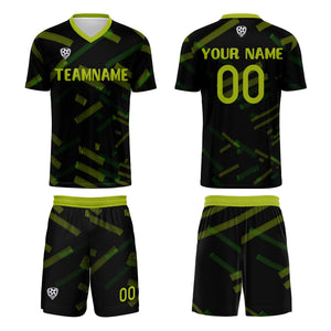 Conjunto personalizado de camiseta de fútbol negra & amarilla y verde para niños y adultos