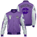 Chaquetas universitarias personalizadas en color morado y gris para hombres & mujeres y jóvenes & Chaquetas Letterman personalizadas