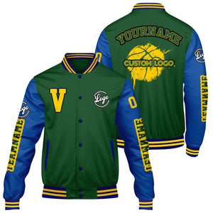 Chaquetas universitarias personalizadas de color verde y azul para hombres & mujeres y jóvenes & Chaquetas Letterman personalizadas