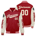 Chaquetas universitarias personalizadas de color rojo crema para hombres & mujeres y jóvenes & Chaquetas Letterman personalizadas