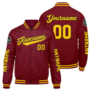 Chaquetas universitarias personalizadas de color amarillo carmesí para hombres & mujeres y jóvenes & Chaquetas tipo Letterman personalizadas
