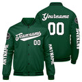 Chaquetas universitarias personalizadas en verde & negro y blanco para hombres & mujeres y jóvenes & Chaquetas Letterman personalizadas