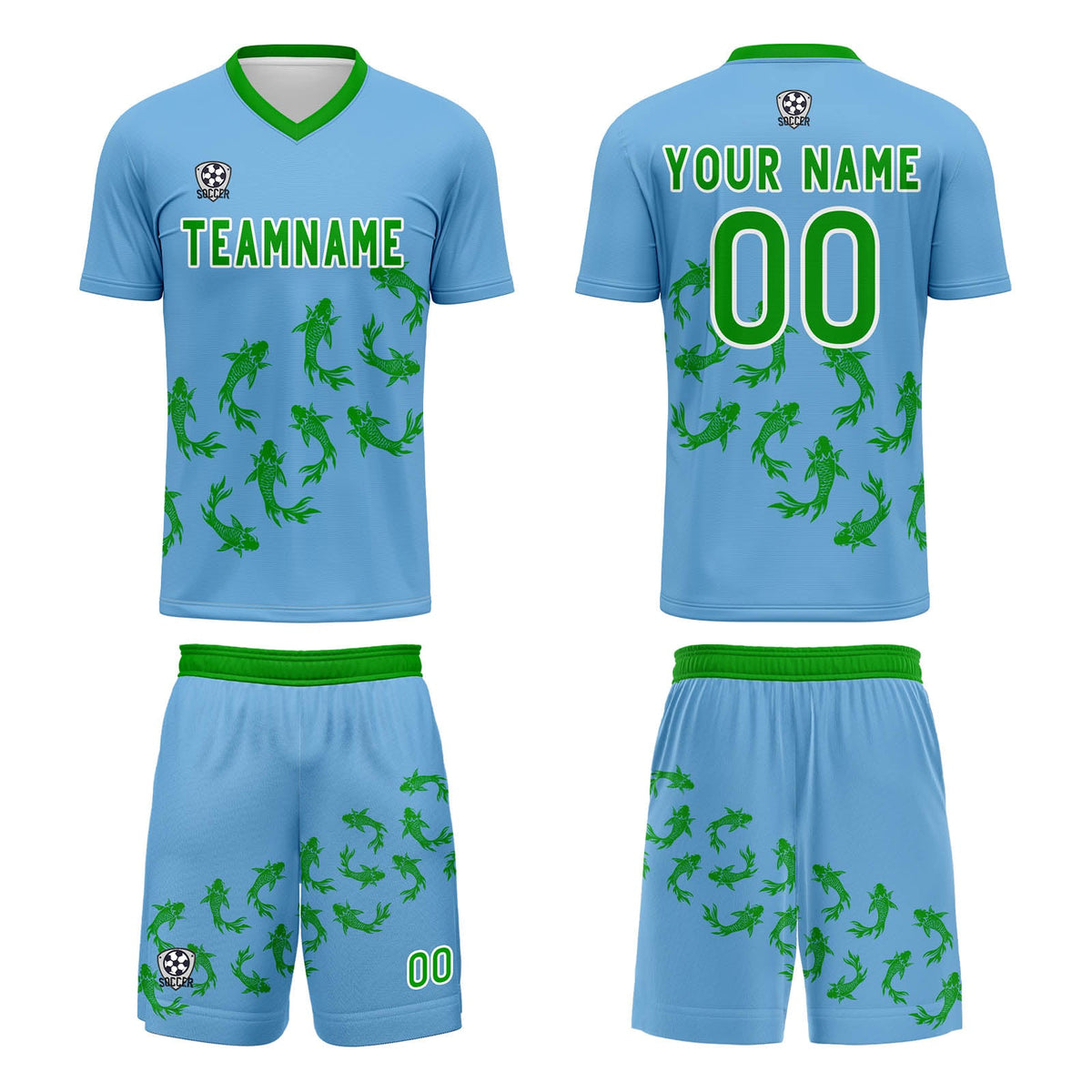 Conjunto personalizado de camiseta de fútbol azul cielo para niños y adultos