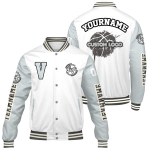 Chaquetas universitarias blancas y grises personalizadas para hombres & mujeres y jóvenes & Chaquetas Letterman personalizadas