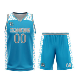 Uniforme de baloncesto personalizado azul grisáceo con tu logotipo-nombre y número impresos