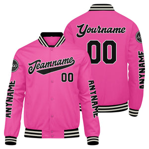 Chaquetas universitarias rosas personalizadas para hombres & mujeres y jóvenes & Chaquetas Letterman personalizadas