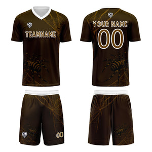 Conjunto personalizado de camiseta de fútbol marrón oscuro para niños y adultos
