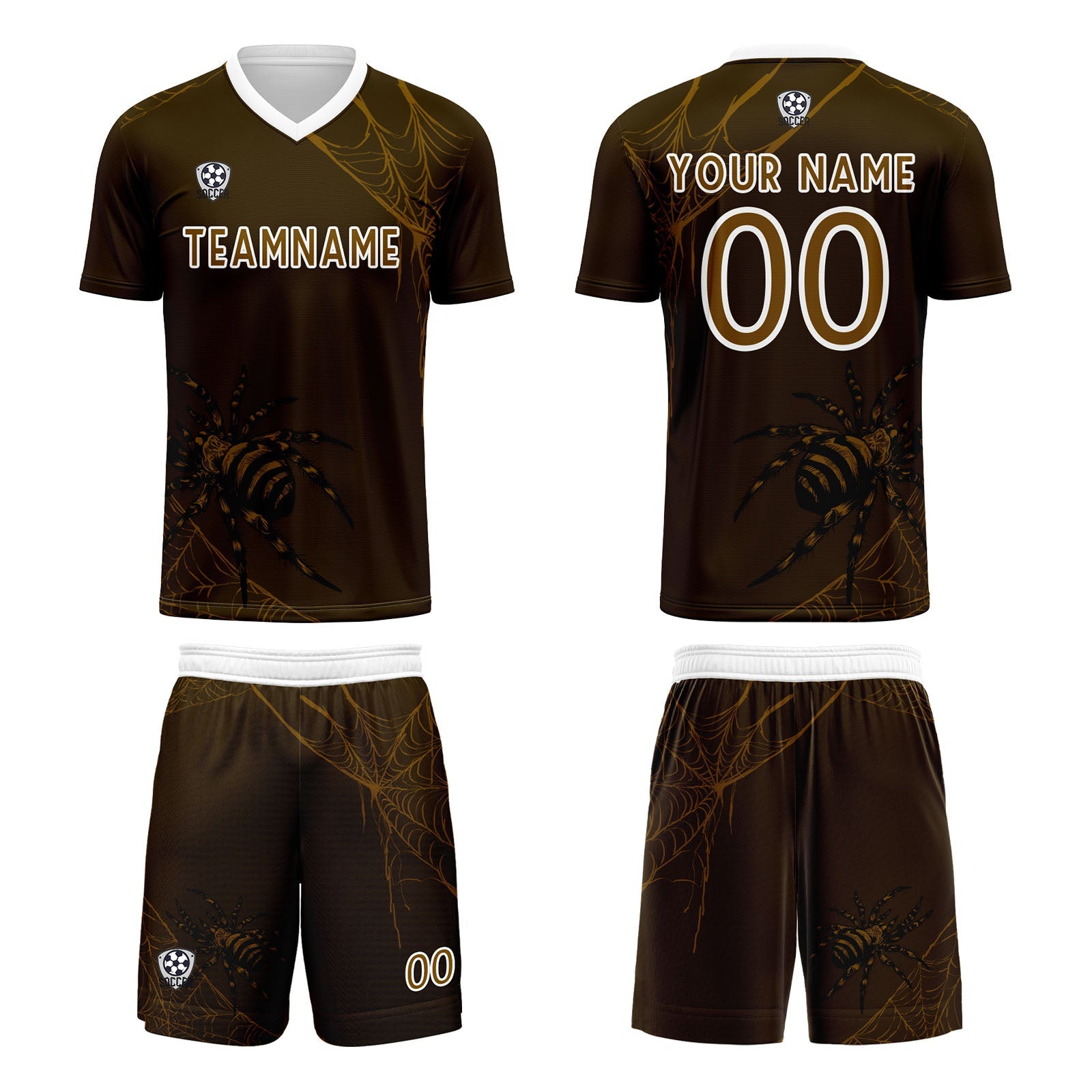 Conjunto personalizado de camiseta de fútbol marrón oscuro para niños y adultos