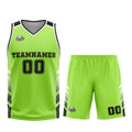 Uniforme de baloncesto personalizado verde y negro con tu logotipo-nombre y número impresos