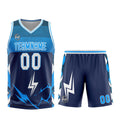 Uniforme de baloncesto azul marino personalizado con tu logotipo-nombre y número impresos