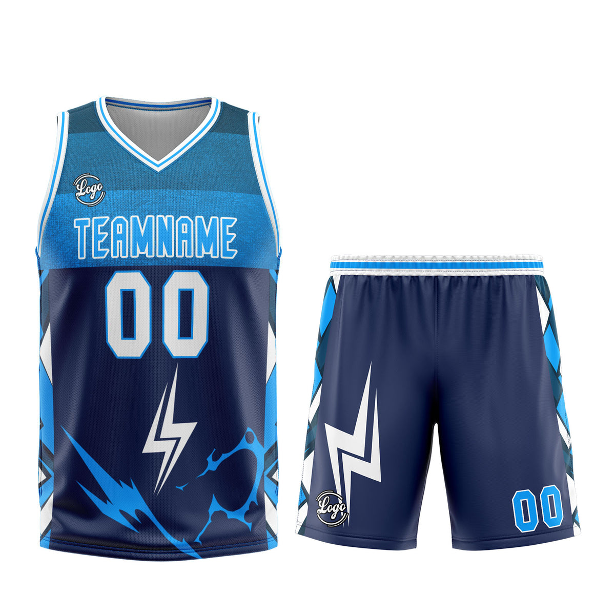Uniforme de baloncesto azul marino personalizado con tu logotipo-nombre y número impresos