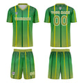 Conjunto personalizado de camiseta de uniforme amarillo y verde para niños y adultos