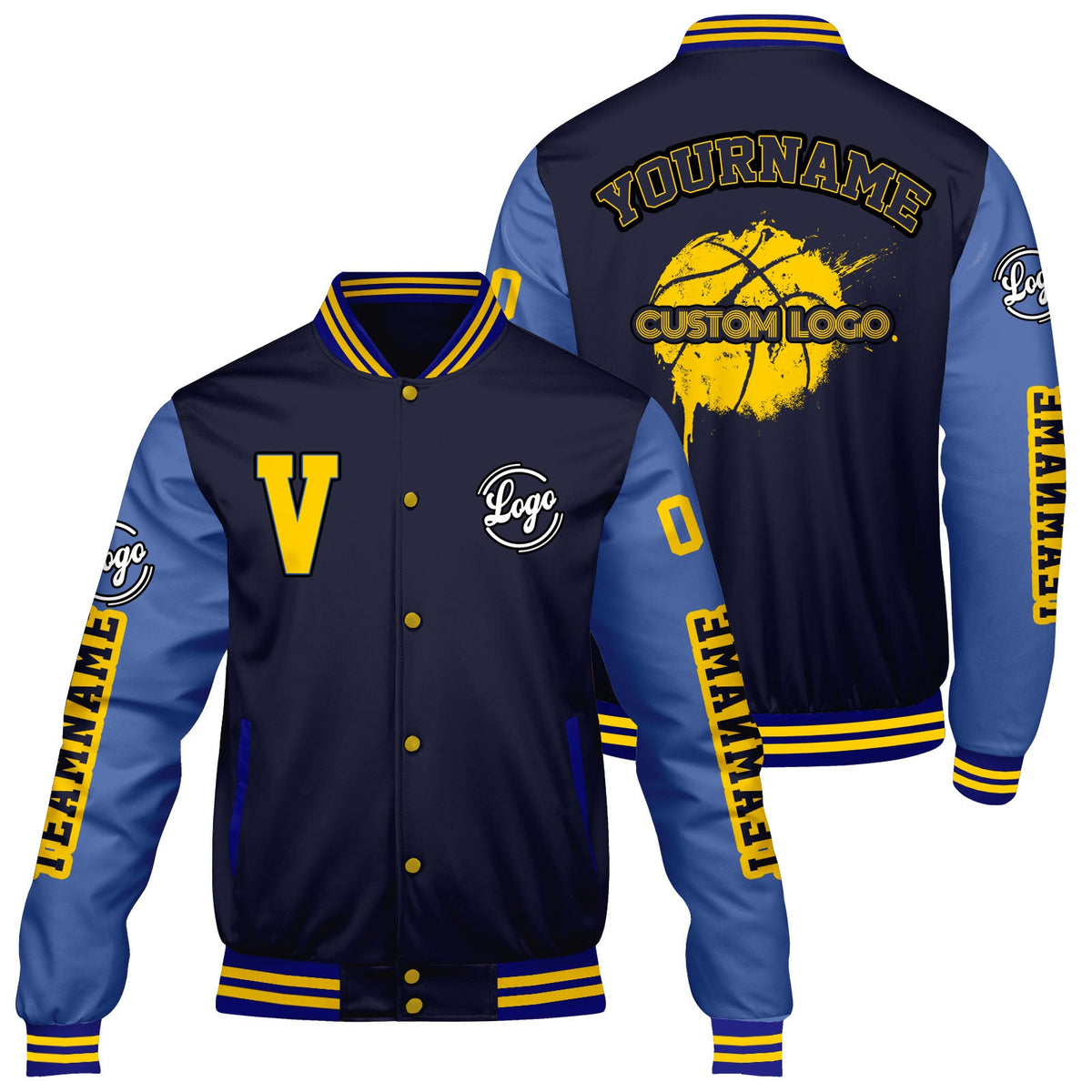 Chaquetas universitarias azul marino personalizadas para hombres & mujeres y jóvenes & Chaquetas tipo letterman personalizadas