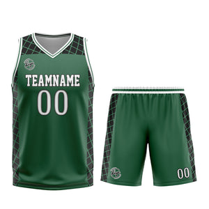 Uniforme de baloncesto personalizado verde y negro con tu logotipo-nombre y número impresos