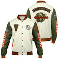 Chaquetas universitarias personalizadas color crema y verde oliva para hombres & mujeres y jóvenes & Chaquetas Letterman personalizadas