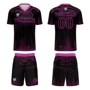 Conjunto personalizado de camiseta de fútbol Black Rose Purple para niños y adultos