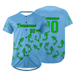 Camiseta de béisbol azul y verde personalizada con dise?o degradado uniformes de equipo con nombre y número