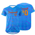 Camiseta de béisbol personalizada azul y morada con degradado uniformes de equipo personalizados con nombre y número