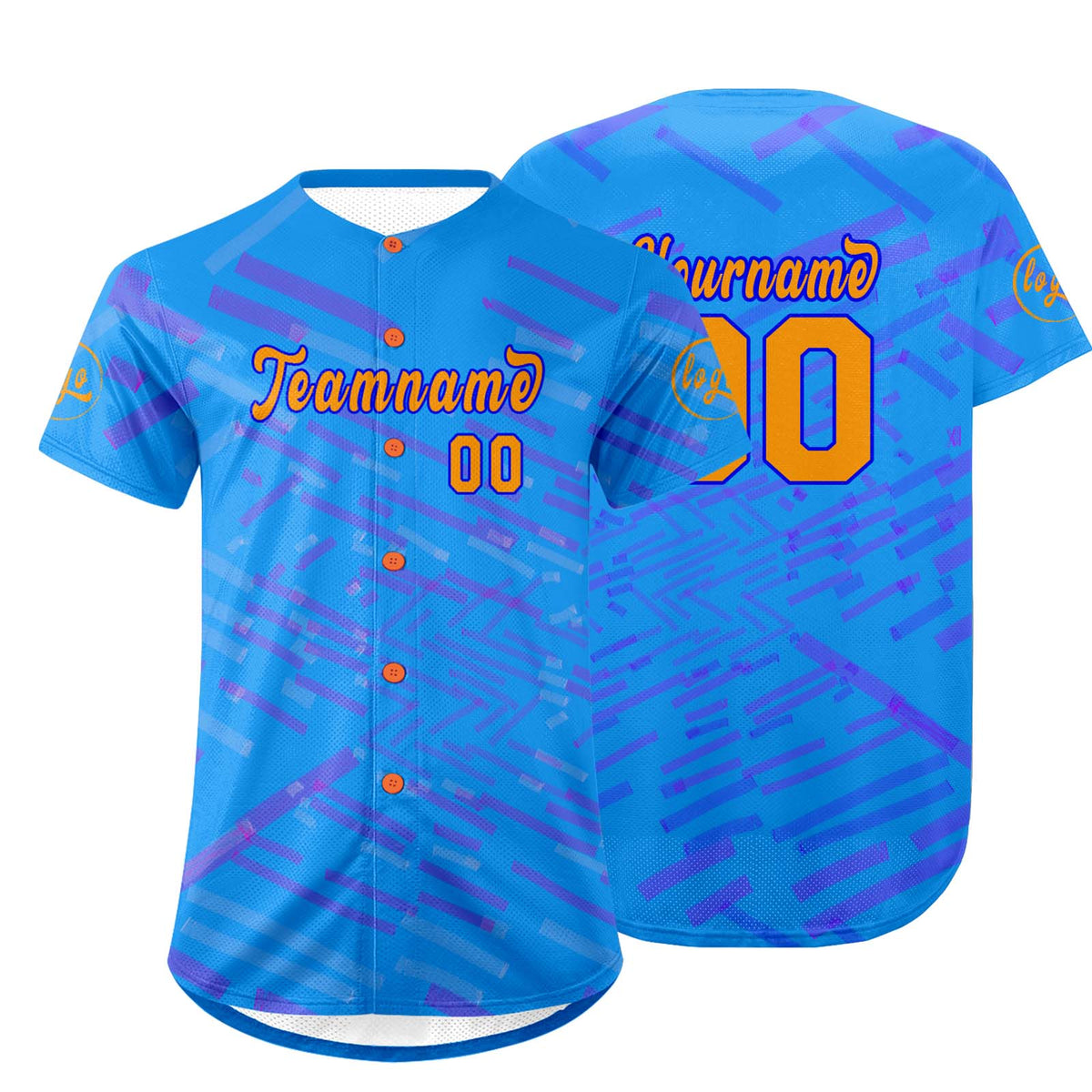 Camiseta de béisbol personalizada azul y morada con degradado uniformes de equipo personalizados con nombre y número