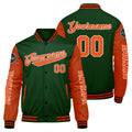 Chaquetas universitarias personalizadas de color verde oscuro y naranja para hombres & mujeres y jóvenes & Chaquetas Letterman personalizadas