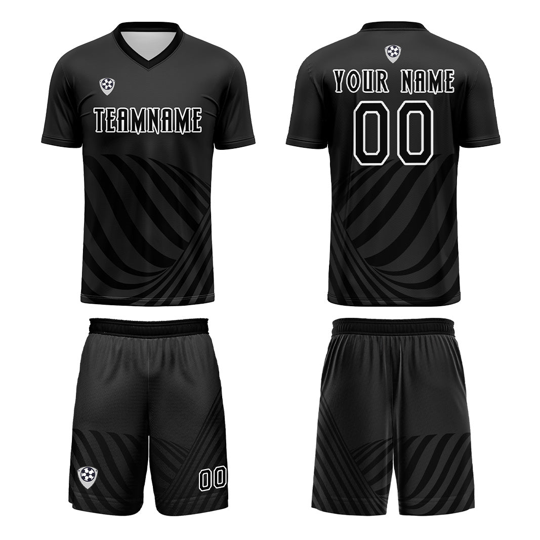 Conjunto personalizado de camiseta negra de uniforme para niños y adultos