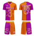 Conjunto personalizado de camiseta de uniforme morado y naranja para niños y adultos