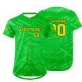 Camiseta de béisbol personalizada verde y amarilla con degradado uniformes de equipo con nombre y número