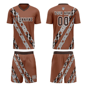 Conjunto personalizado de camiseta de uniforme marrón para niños y adultos
