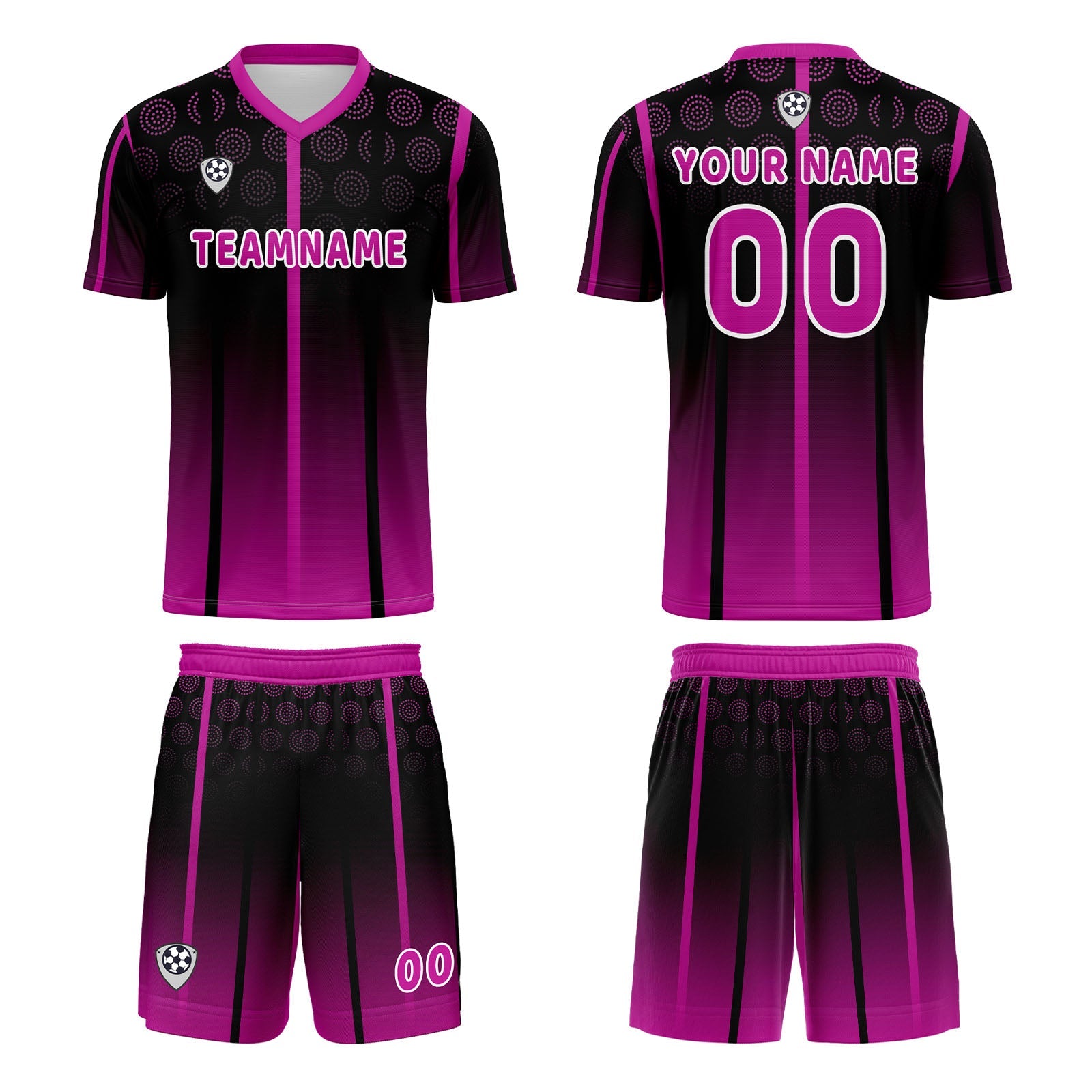 Conjunto personalizado de camiseta de uniforme Black Rose Purple para niños y adultos