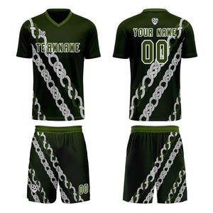 Conjunto personalizado de camiseta y jersey verde para niños y adultos