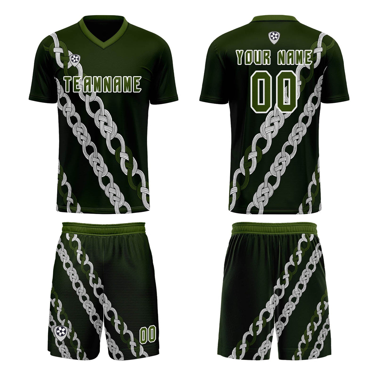 Conjunto personalizado de camiseta y jersey verde para niños y adultos