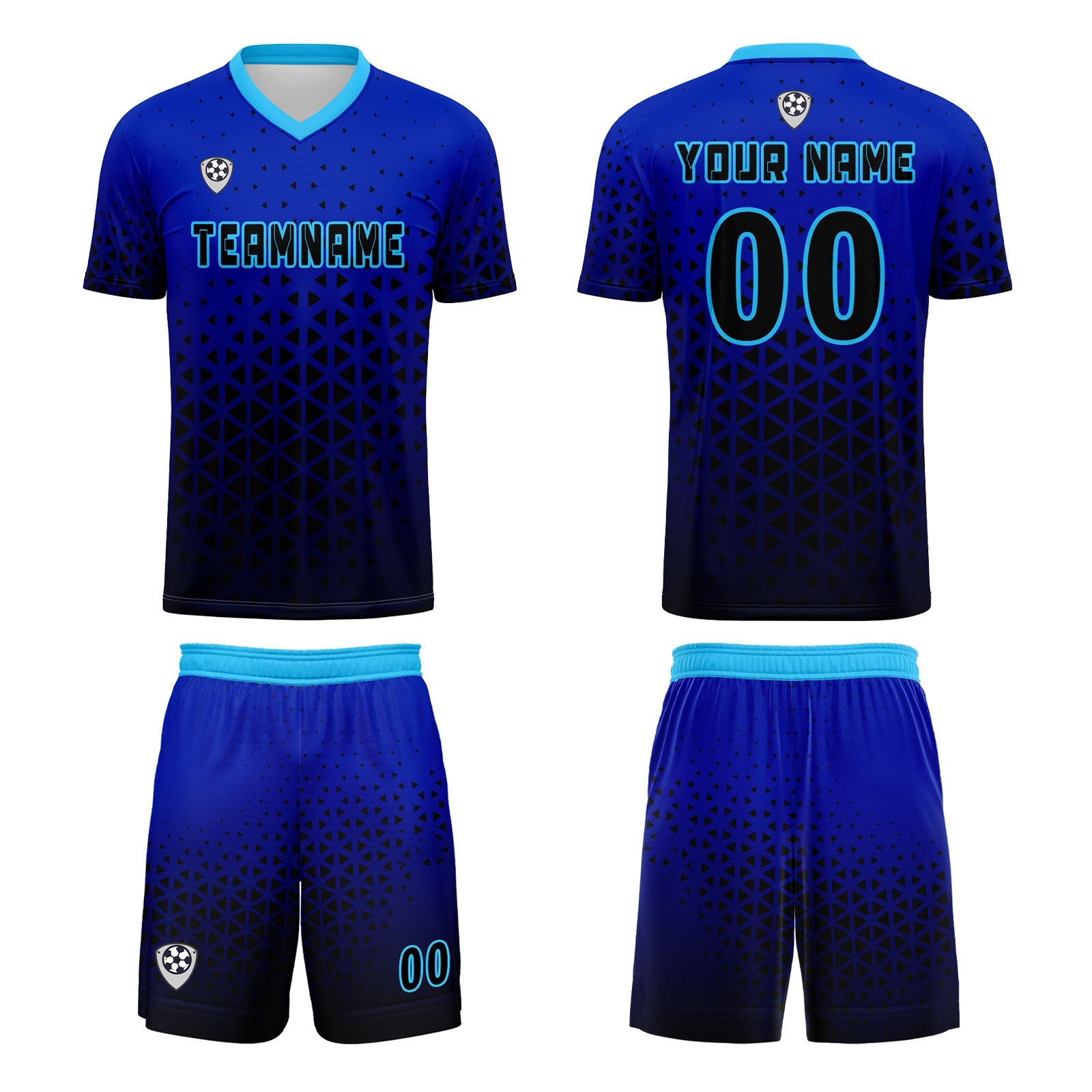 Conjunto personalizado de camiseta azul para niños y adultos