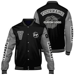 Chaquetas universitarias personalizadas en negro y gris mate para hombres & mujeres y jóvenes & Chaquetas Letterman personalizadas