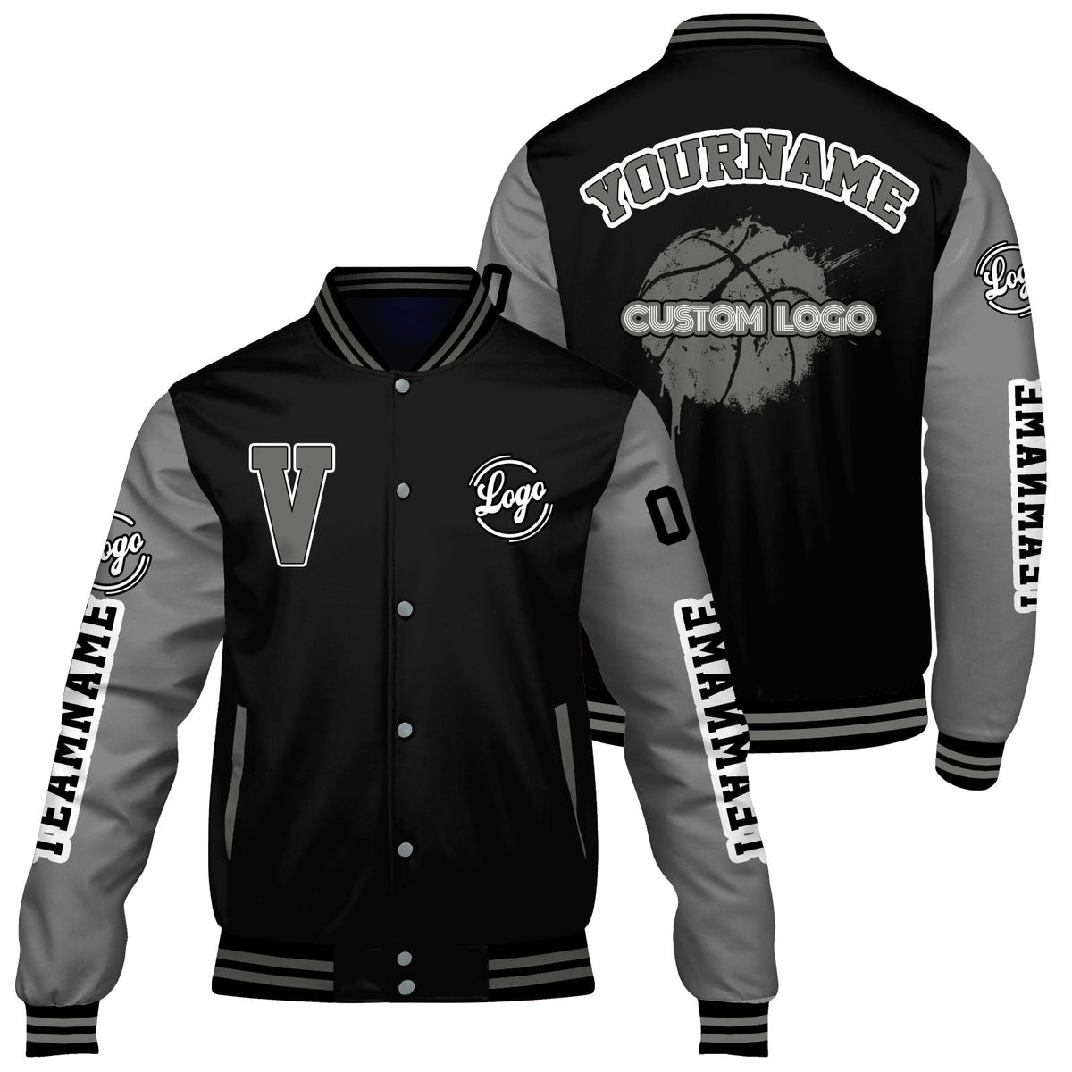 Chaquetas universitarias personalizadas en negro y gris mate para hombres & mujeres y jóvenes & Chaquetas Letterman personalizadas
