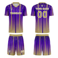 Conjunto personalizado de camiseta de uniforme morado y amarillo para niños y adultos